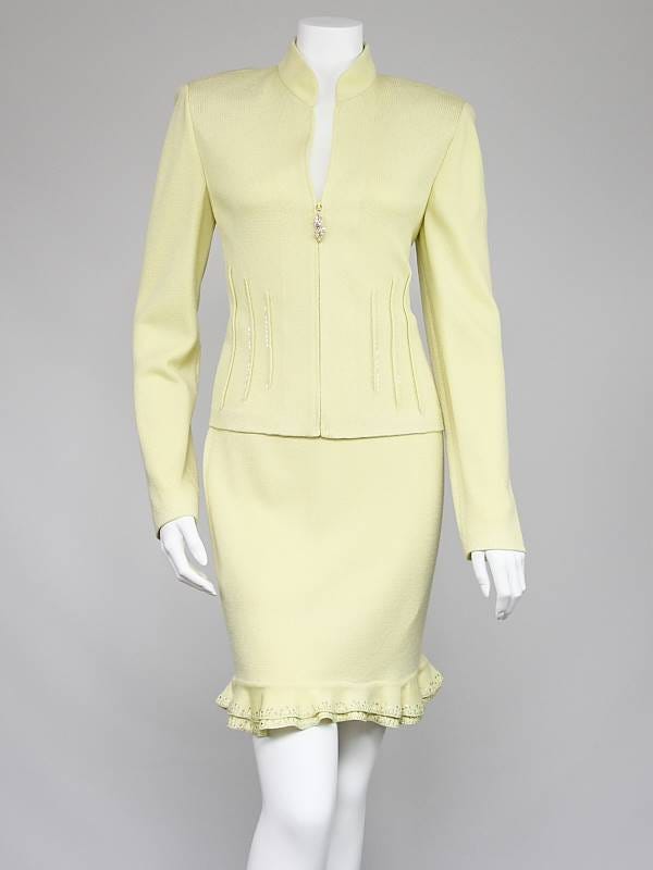 St. John Yellow Wool and Sequin Skirt Suit Size 6