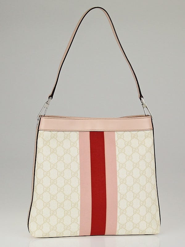 Gucci White/Pink GG Coated Canvas Vintage Web Shoulder Bag