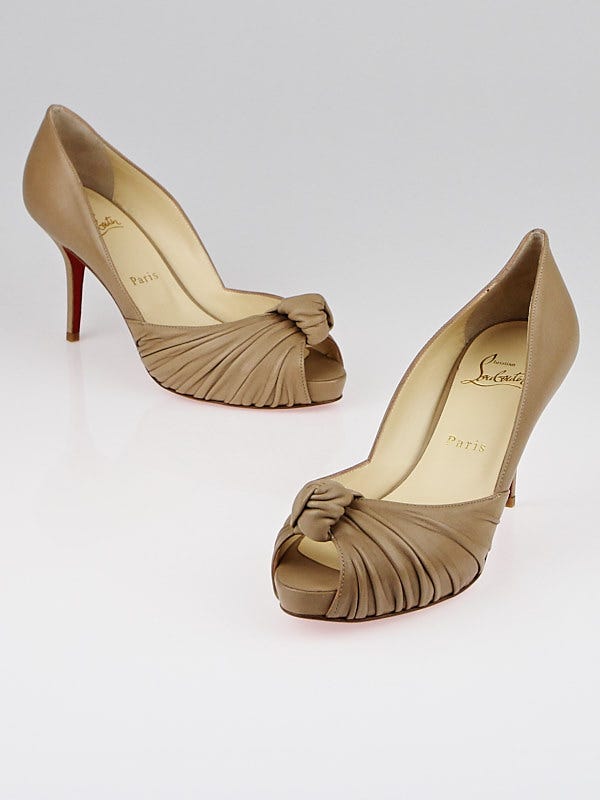 Christian Louboutin Beige Nappa Leather Greissimo 85 Pumps Size 8/38.5