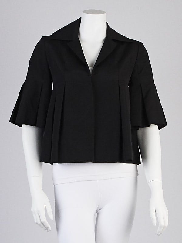 Christian Dior Black Cropped Pleated Jacket Size 6