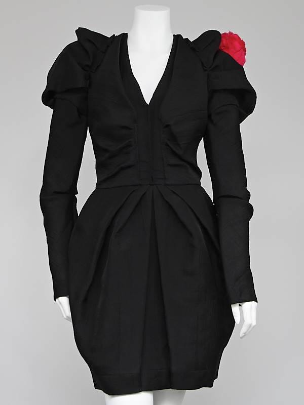 Louis Vuitton Black Wool Long Sleeve Dress Size 8/40