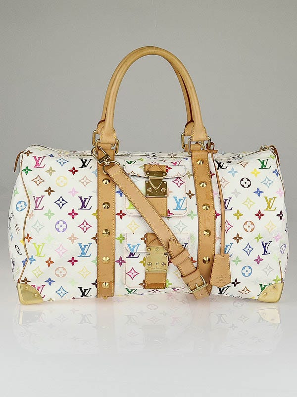 Louis Vuitton White Monogram Multicolore Keepall 45 Bag w/ Strap