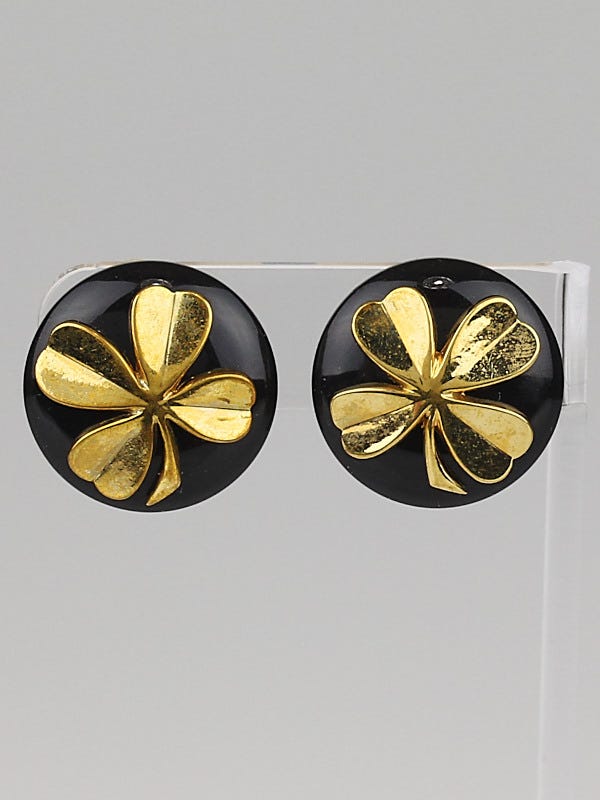 Chanel Gold Four Leaf Clover Clip-on Earrings