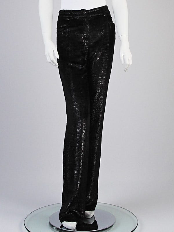 Chanel Black Lurex/Fabric Shimmer Pants Size 6/40
