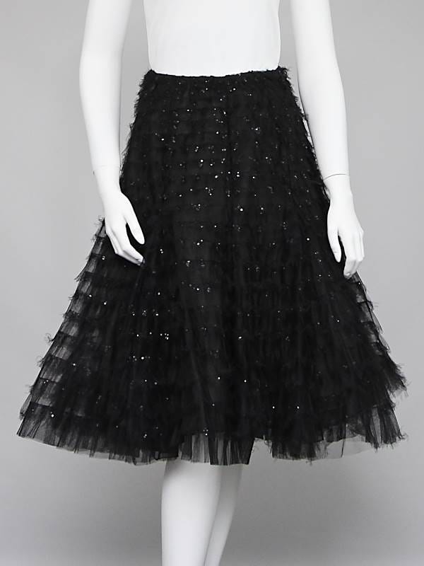 Oscar de la Renta Black Tulle/Sequin Party Skirt Size 6