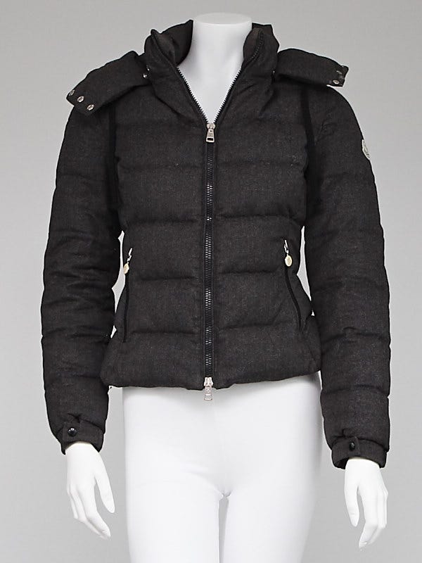 Moncler Charcoal Quilted Wool Down Jacket Size 0