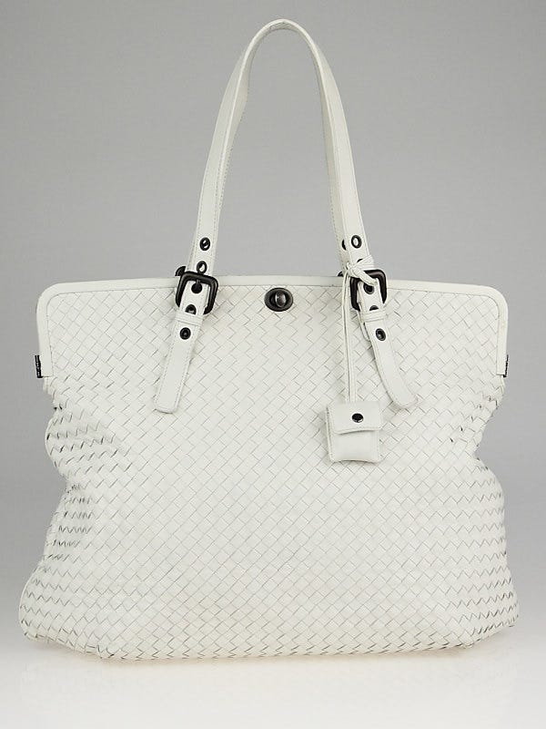 Bottega Veneta Women's Intrecciato Leather Tote Bag White