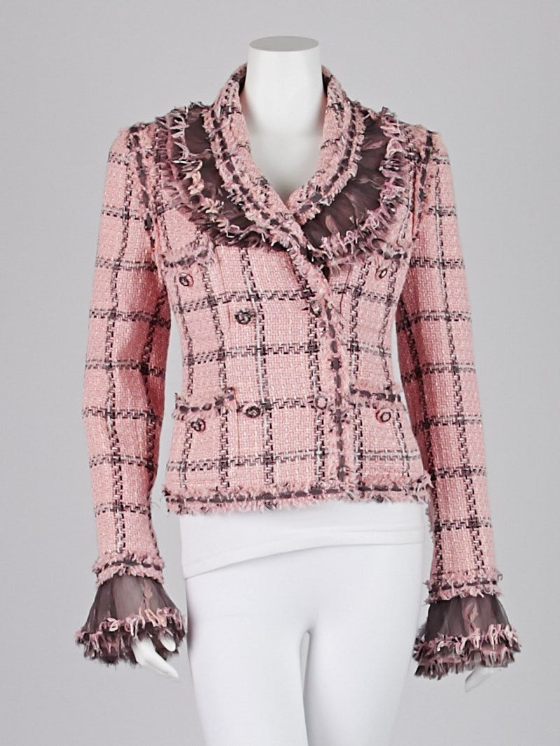 Chanel Pink Double Breasted Tweed Jacket - Size FR 44 ○ Labellov ○ Buy and  Sell Authentic Luxury