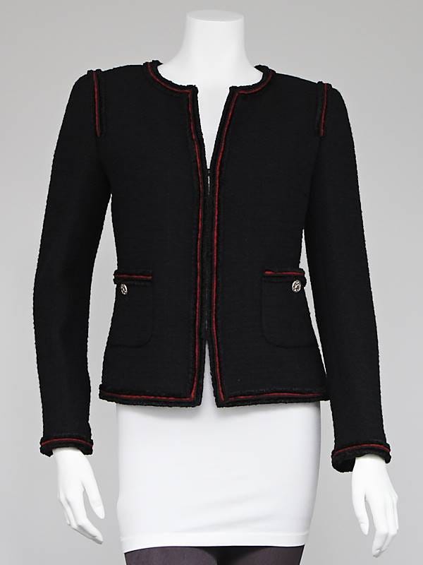 Chanel Black Wool Tweed Jacket Size 8/40