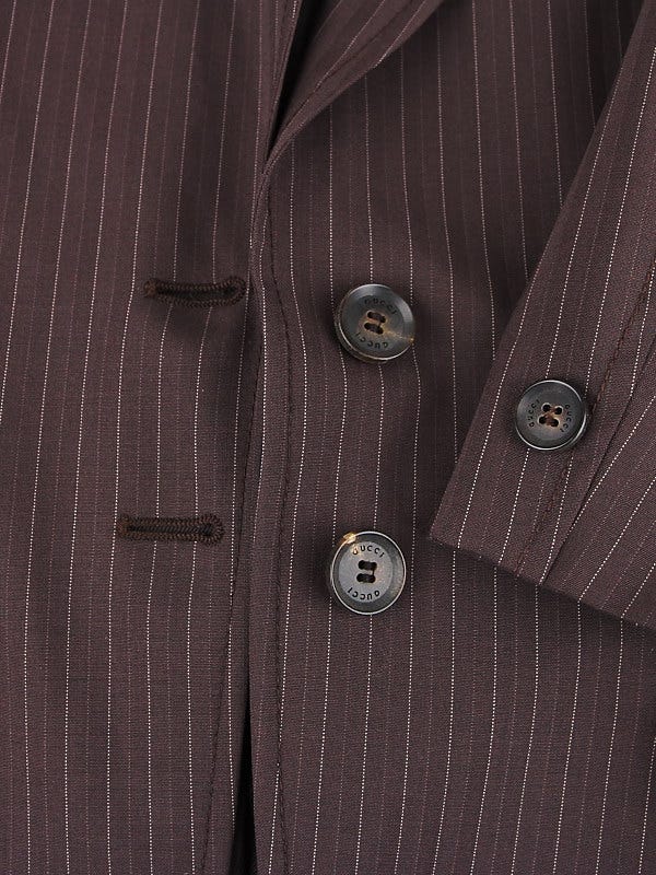 Hermes Wool Pinstripe Pant Suit Brown