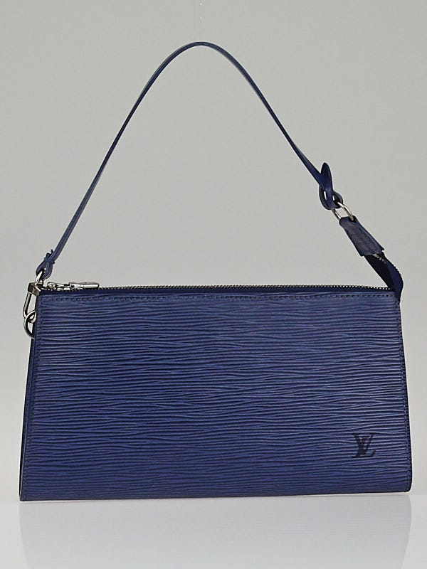 LOUIS VUITTON LV Pochette Accessories Epi Blue Used Pouch Bag