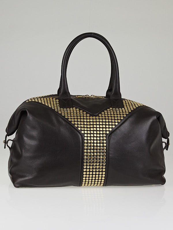 Yves Saint Laurent Brown Chevre Leather Rock Stud Large Easy Y Bag