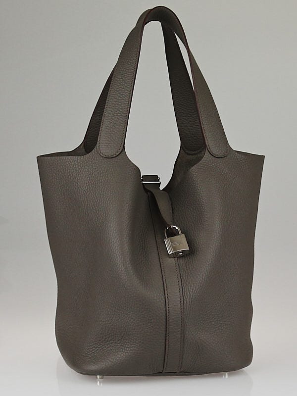 Hermes Graphite Clemence Leather Picotin Lock GM Bag - Yoogi's Closet