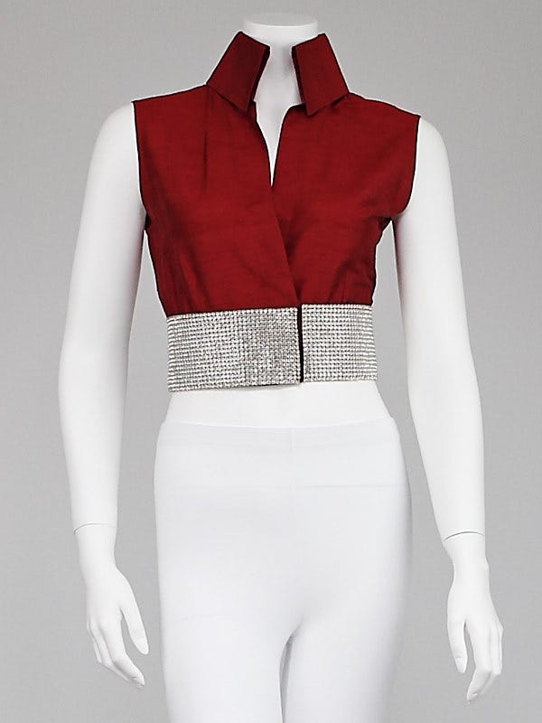 Dolce & Gabbana Red Silk and Crystal Vest Size 8/42