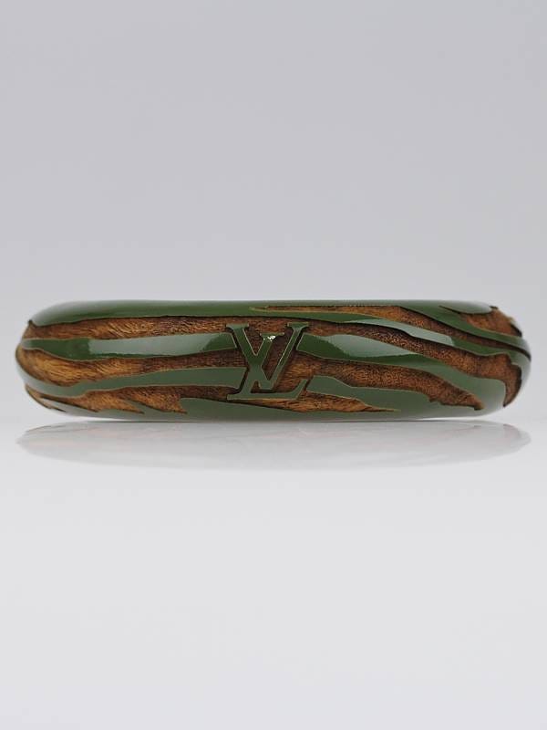 Louis Vuitton Green Lacquer/Wood Zemonogram Bangle Bracelet