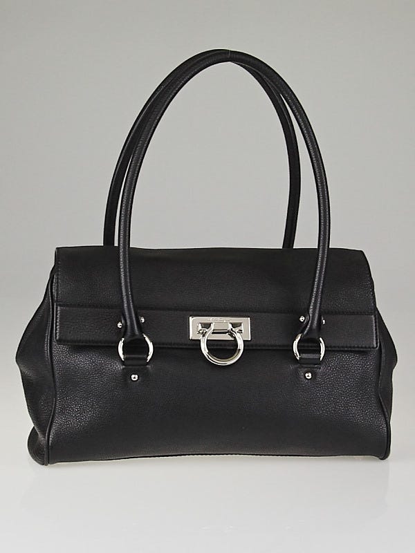 Salvatore Ferragamo Black Leather Shoulder Bag