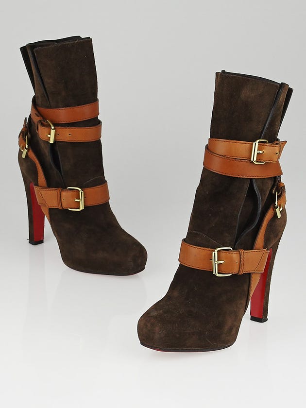 Christian Louboutin Brown Suede Guerriere 120 Boots Size 8.5/39