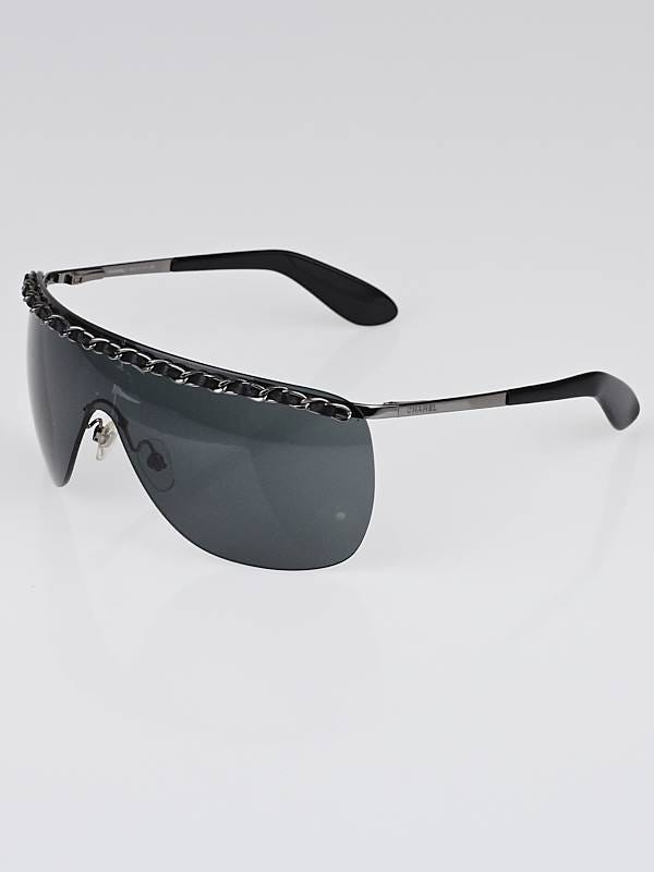 CHANEL 波模様 タンクトップ XS Chanel Black Rimless Shield Chain Sunglasses-4160-Q | Yoogi's Closet
