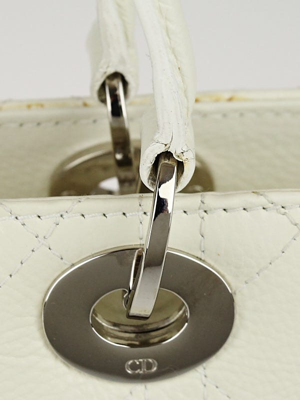 Christian Dior White Cannage Quilted Leather Lady Dior East/West