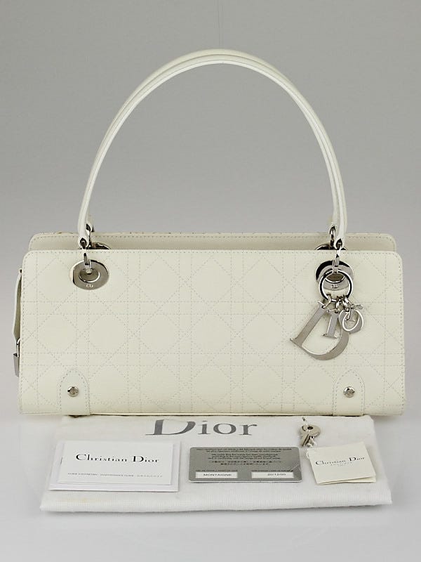 Christian Dior White Cannage Quilted Leather Lady Dior East