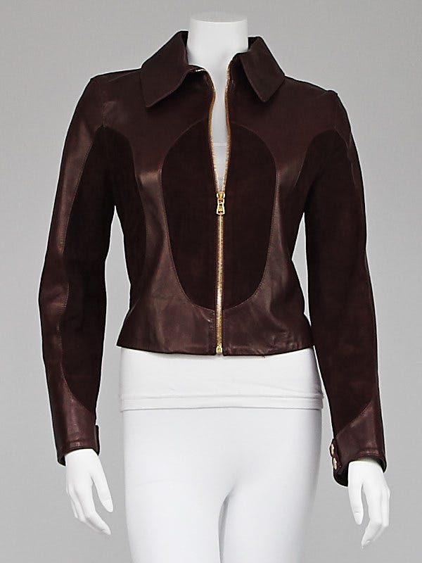Dolce & Gabbana Brown Leather/Suede Jacket Size 8/42 | Yoogi's Closet