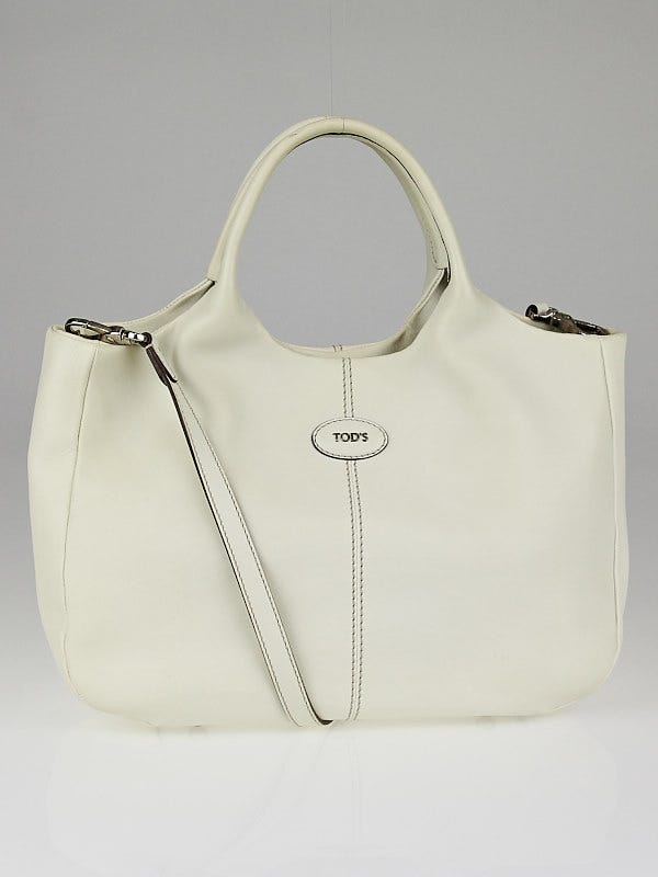 Tod's White Leather In Forma Small Tote Bag