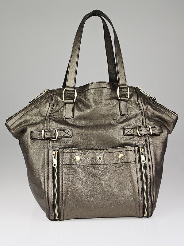 Yves Saint Laurent Metallic Silver Large Downtown Tote Bag
