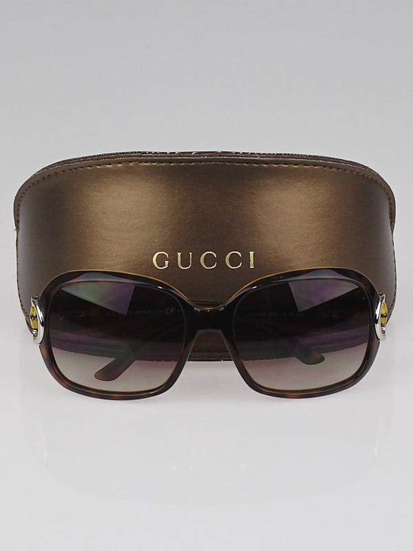 Gucci Green Tortoise Shell Bamboo Horsebit Frame Sunglasses