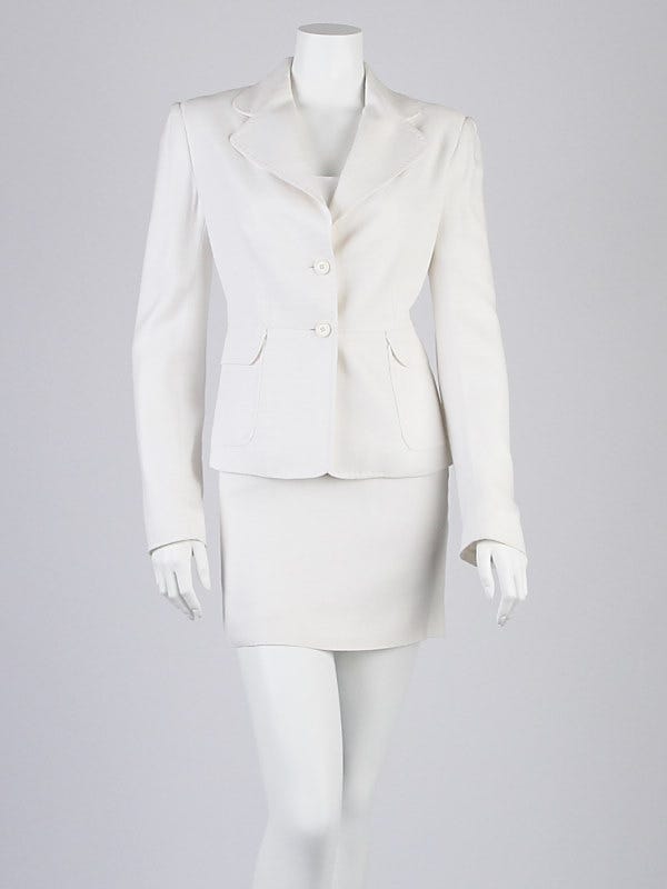 Dolce & Gabbana White Viscose Knit Skirt Suit Size 10/44 - Yoogi's Closet