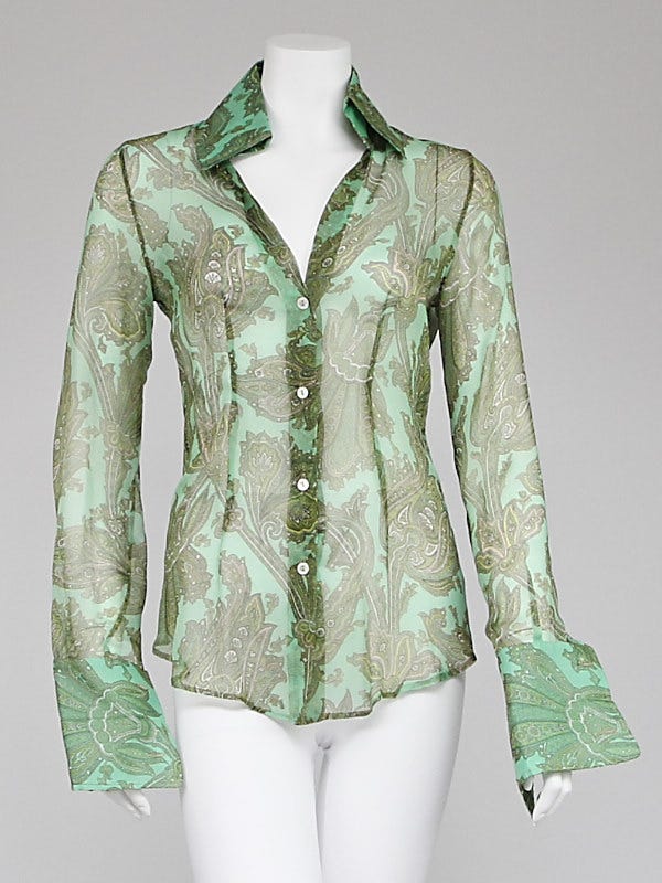 Gucci - Authenticated Top - Silk Green for Women, Never Worn, with Tag