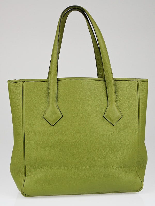 Hermes Vert Anis Togo Leather Victoria Cabas Tote Bag