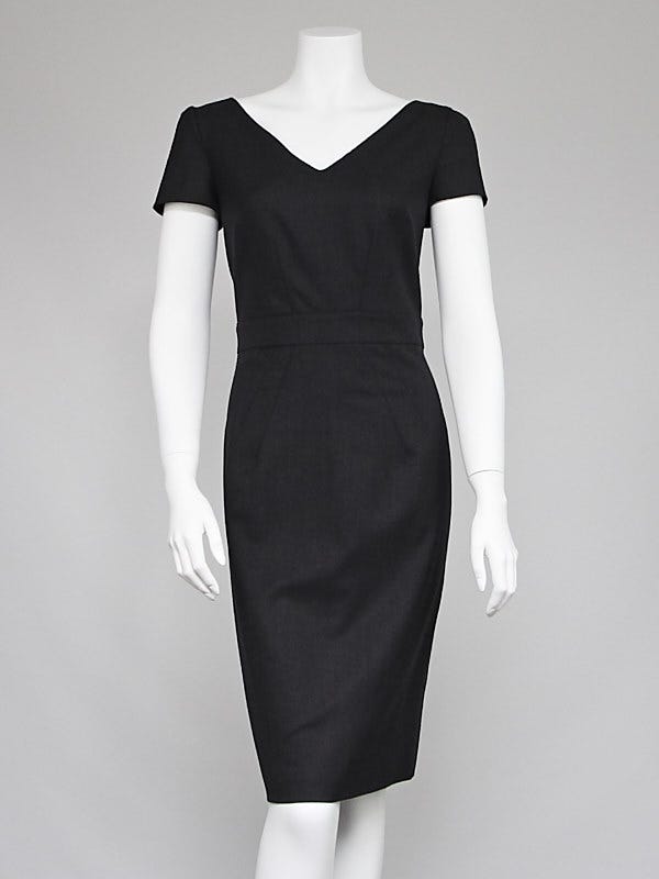 Armani Collezioni Grey Wool Short Sleeve Dress Size 8/42