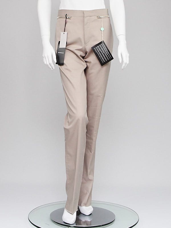 Givenchy Khaki Cotton Zipper Trouser Pants Size 8/40