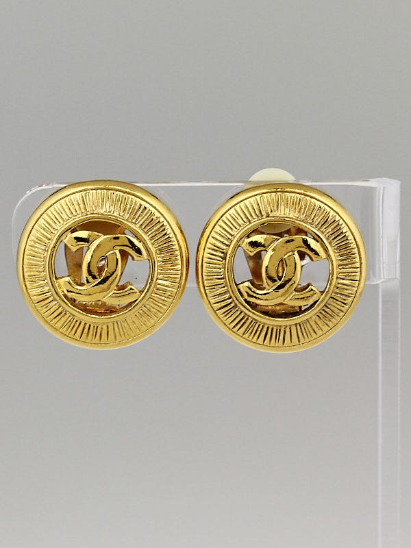 Chanel Goldtone CC Disc Clip-On Earrings
