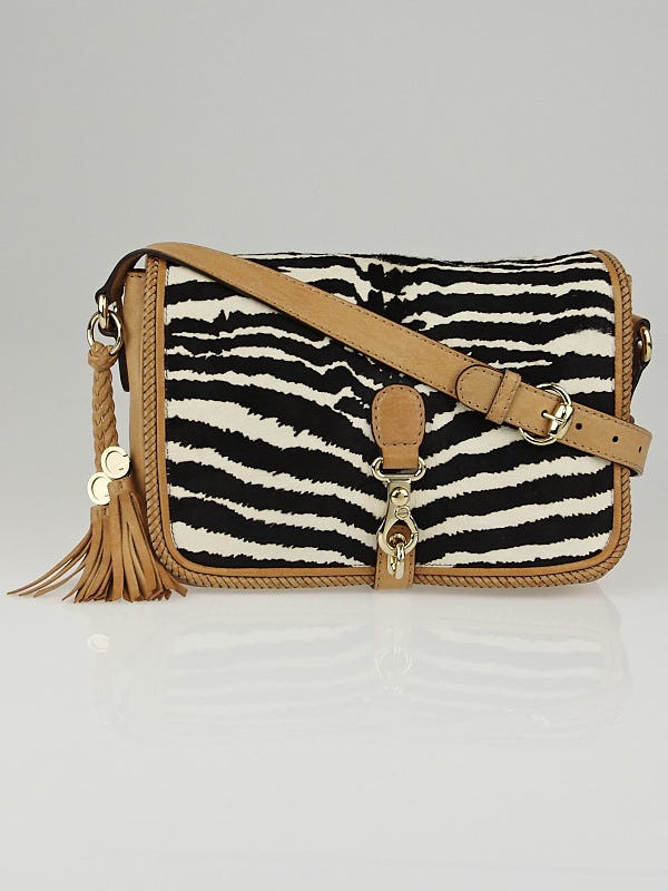 Gucci Beige Leather and Zebra Print Pony Hair Marrakech Gucci Beige Leather and Zebra Print Pony Hair Marrakech