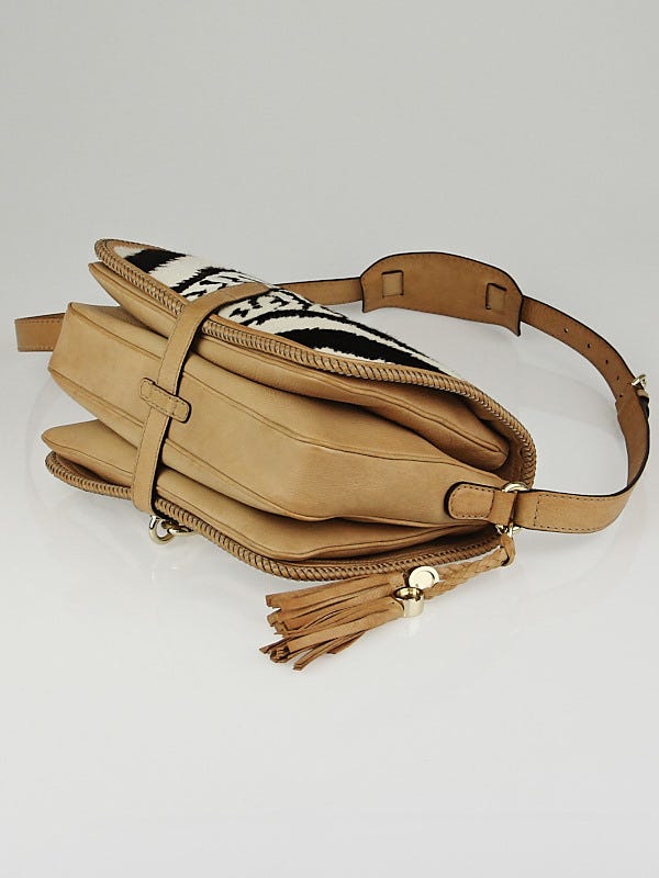 Gucci☆えなみ Gucci Beige Leather and Zebra Print Pony Hair Marrakech