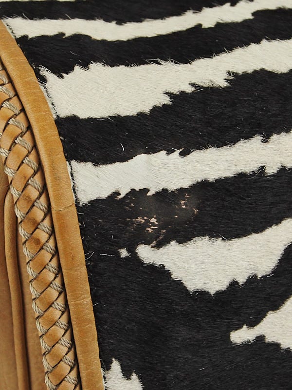 Gucci Beige Leather and Zebra Print Pony Hair Marrakech