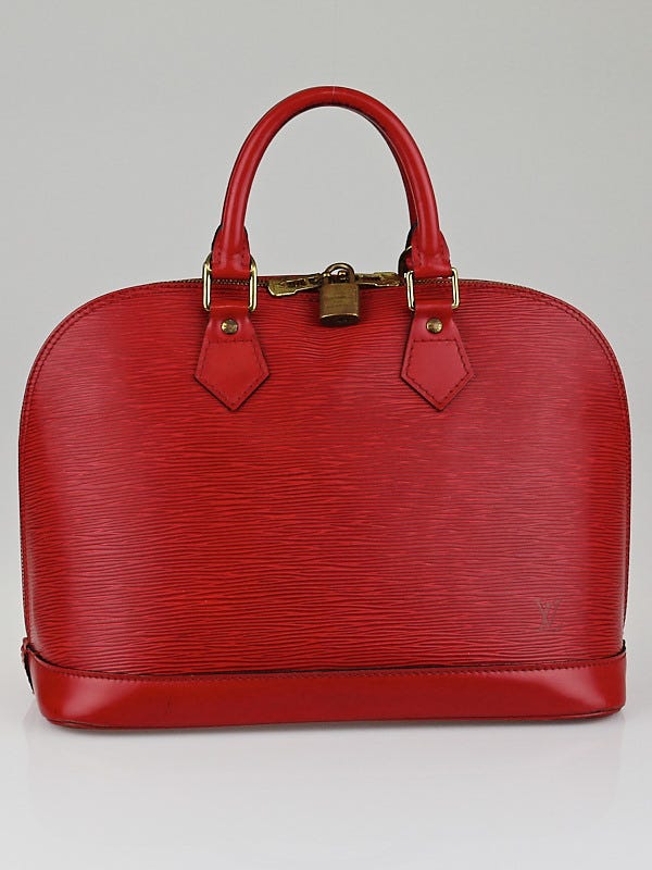 Authentic Louis Vuitton Red EPI Leather Alma PM Handbag