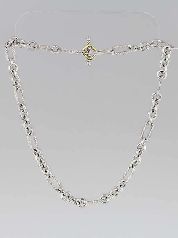 David Yurman Sterling Silver and 18k Gold Figaro Chain 16" Necklace