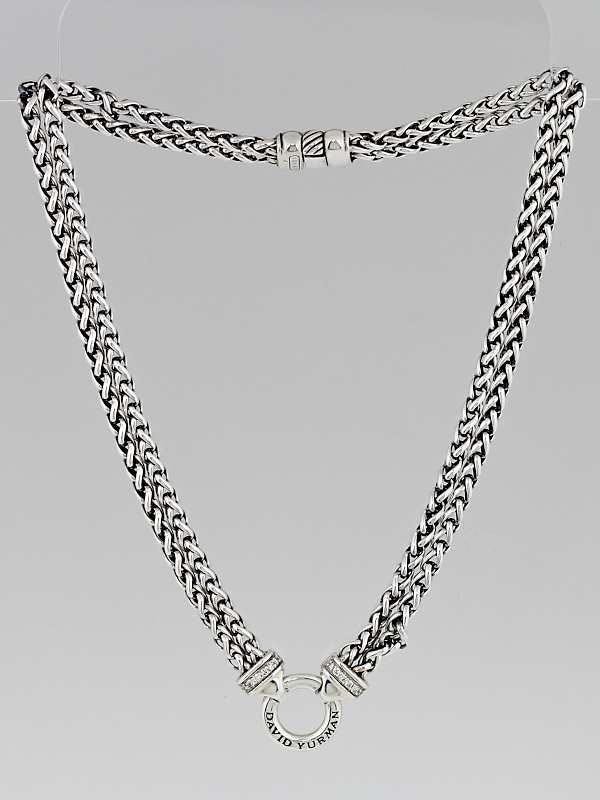 David Yurman Sterling Silver and Diamond Double Wheat Chain Necklace