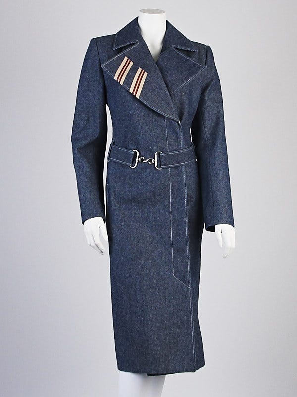 Chloe Blue Denim Long Belted Trench Coat Size 8/40