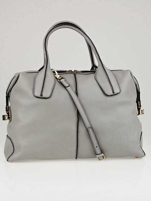 Tod's Grey Leather D-Styling Medium Bauletto Bag | Yoogi's Closet