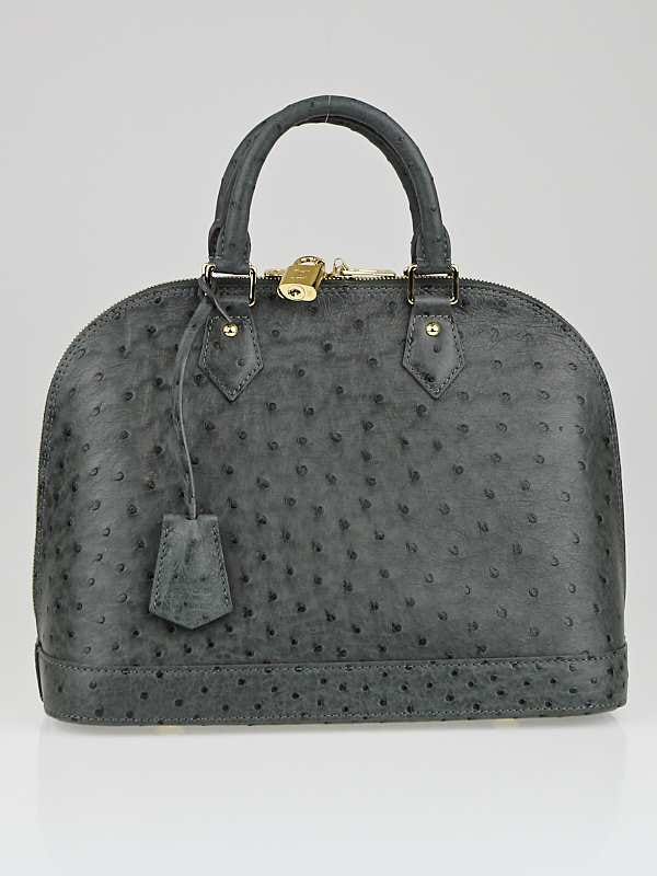 Louis Vuitton Gris Ostrich Leather Alma PM Bag