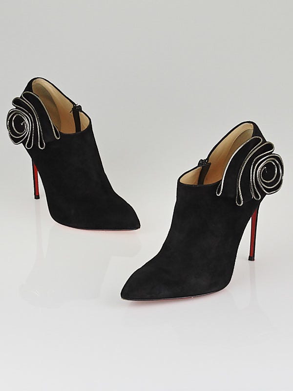 Christian Louboutin Black Suede Mrs Baba 100 Ankle Booties Size 9/39.5