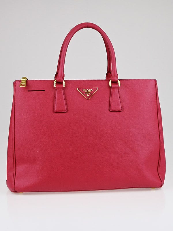 Prada Peonia Saffiano Lux Leather Double Zip Large Tote Bag BN1786