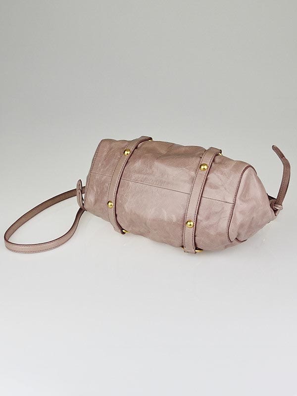 Miu Miu Mughetto Pink Vitello Lux Leather Small Soft Shopping Tote 