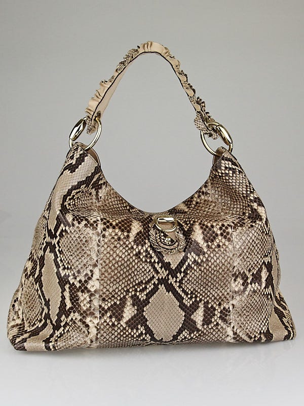 Gucci Beige/Brown Python Sabrina Large Hobo Bag