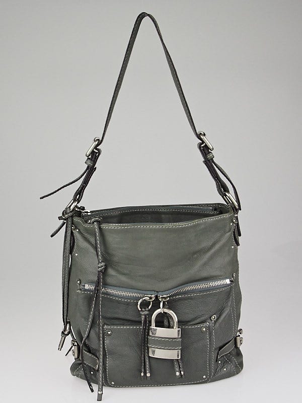 Chloe Gris Vert Leather Paddington Large Shoulder Bag