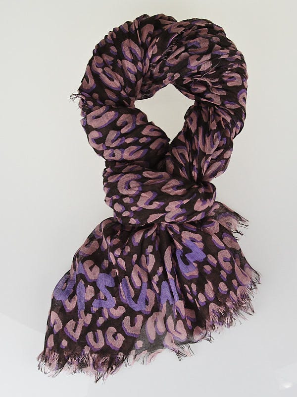 Louis Vuitton Brown/Purple Cashmere/Silk Stephen Sprouse Leopard Stole  Scarf - Yoogi's Closet