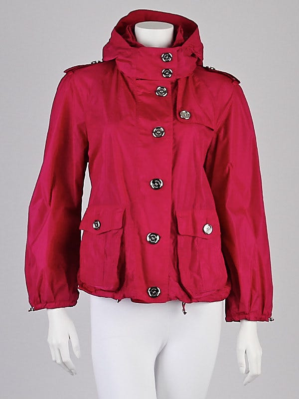 Burberry Hot Pink Nylon Rain Jacket Size 8